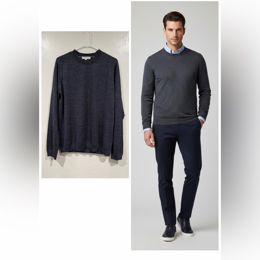 Jack Victor Bluish Gray Long Sleeve Crew Neck Tee Sweater size M